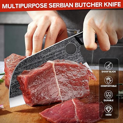 Miniatura 2 de Paquete de cuchillos japoneses mejorados, cuchillo serbio forjado a mano y cuchillo para cortar con hoja premium ultra afilado, para cocina y uso al