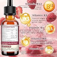 Vista 2 de Vitamina B12 líquida gotas 5000 mcg – Extra Strength B12 Metilcobalamina con B1 B6 B3 Folato Niacina – Absorción rápida Sublingual B-12 Gotas