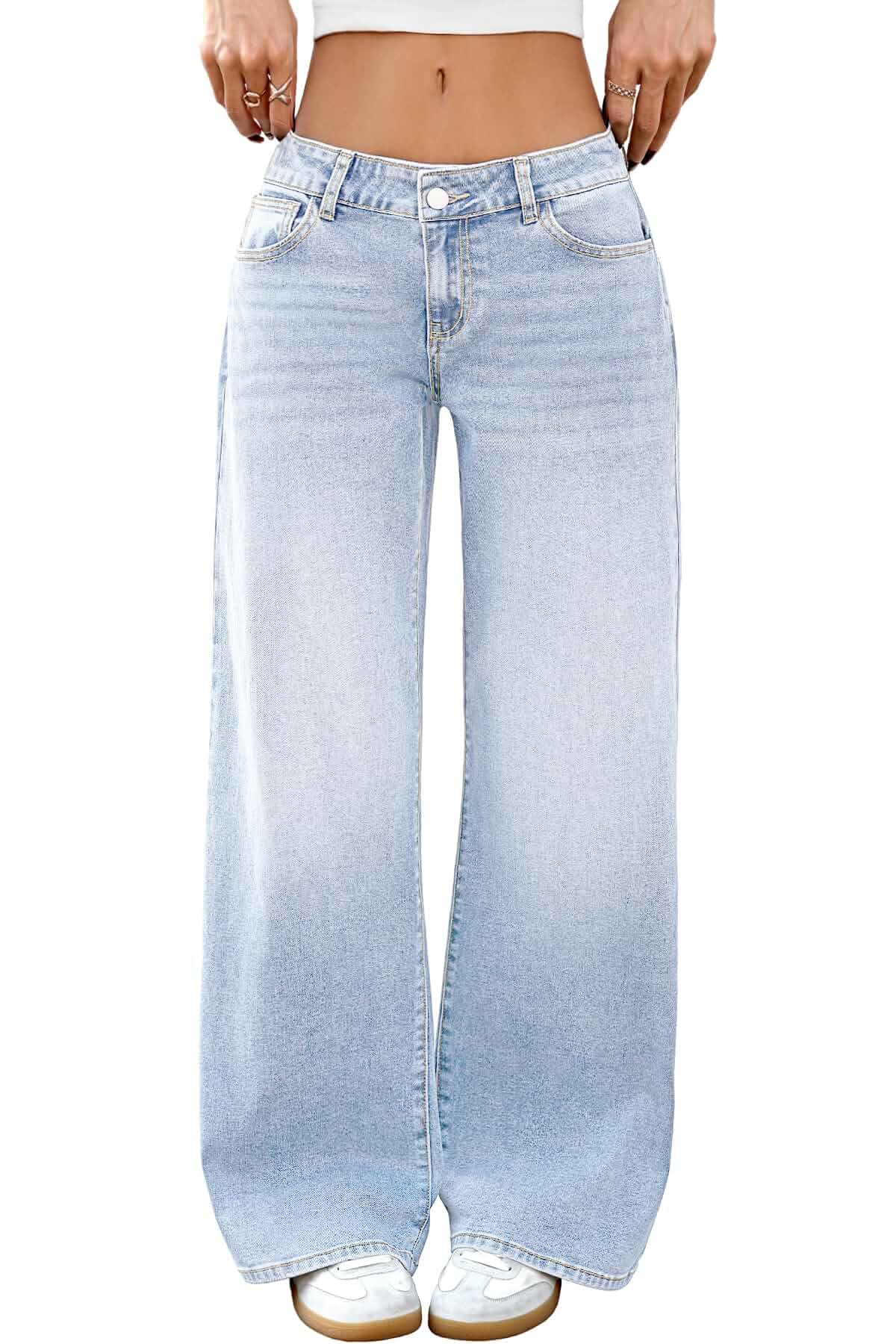 ELLEVEN Low-Rise Baggy Jeans for Women Y2k Loose Denim Pants High Stretchy,Wide Leg Jeans,Low Waist,Streetwear Women,Western Outfits,Jean Pants,Soft Breathable Autumn Winter Outgoing