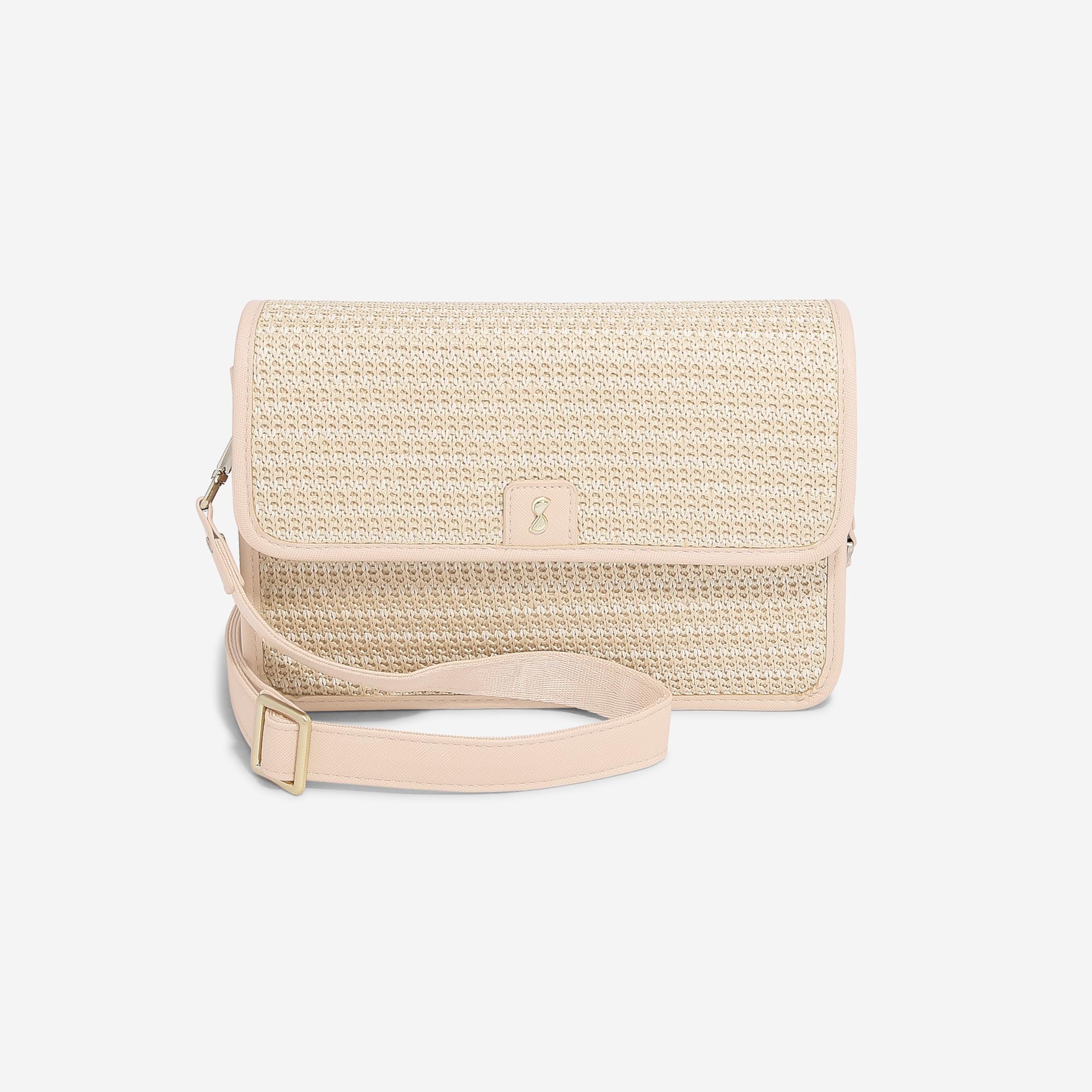 Stackers Blush Raffia Crossbody Bag