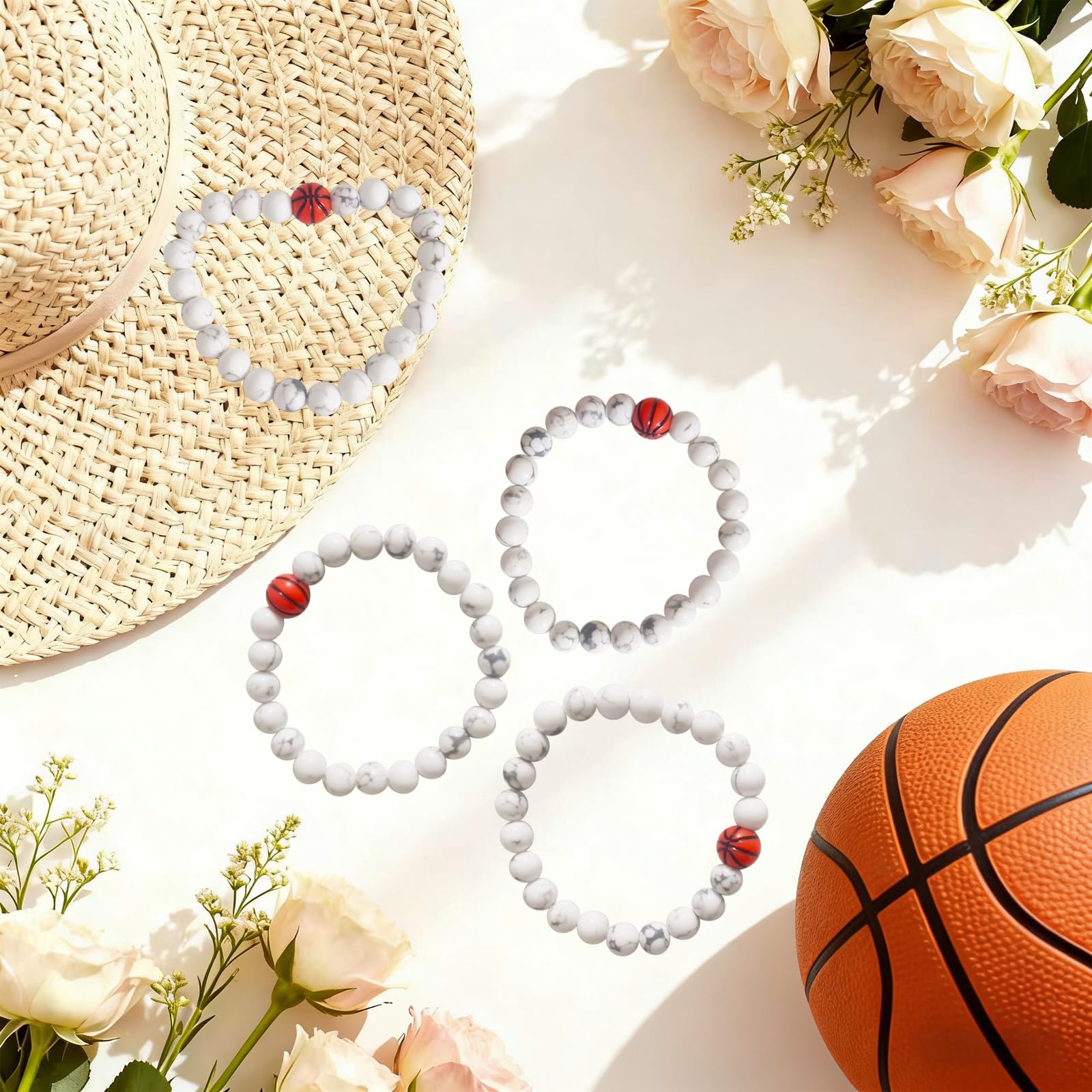12 zestawów bransoletek sportowych Lave Stone z koralikami, elastyczne bransoletki z inspirującą kartą, luzem, drużyna do piłki nożnej, siatkówki, golfa, koszykówki, piłki nożnej, 12 zestawów