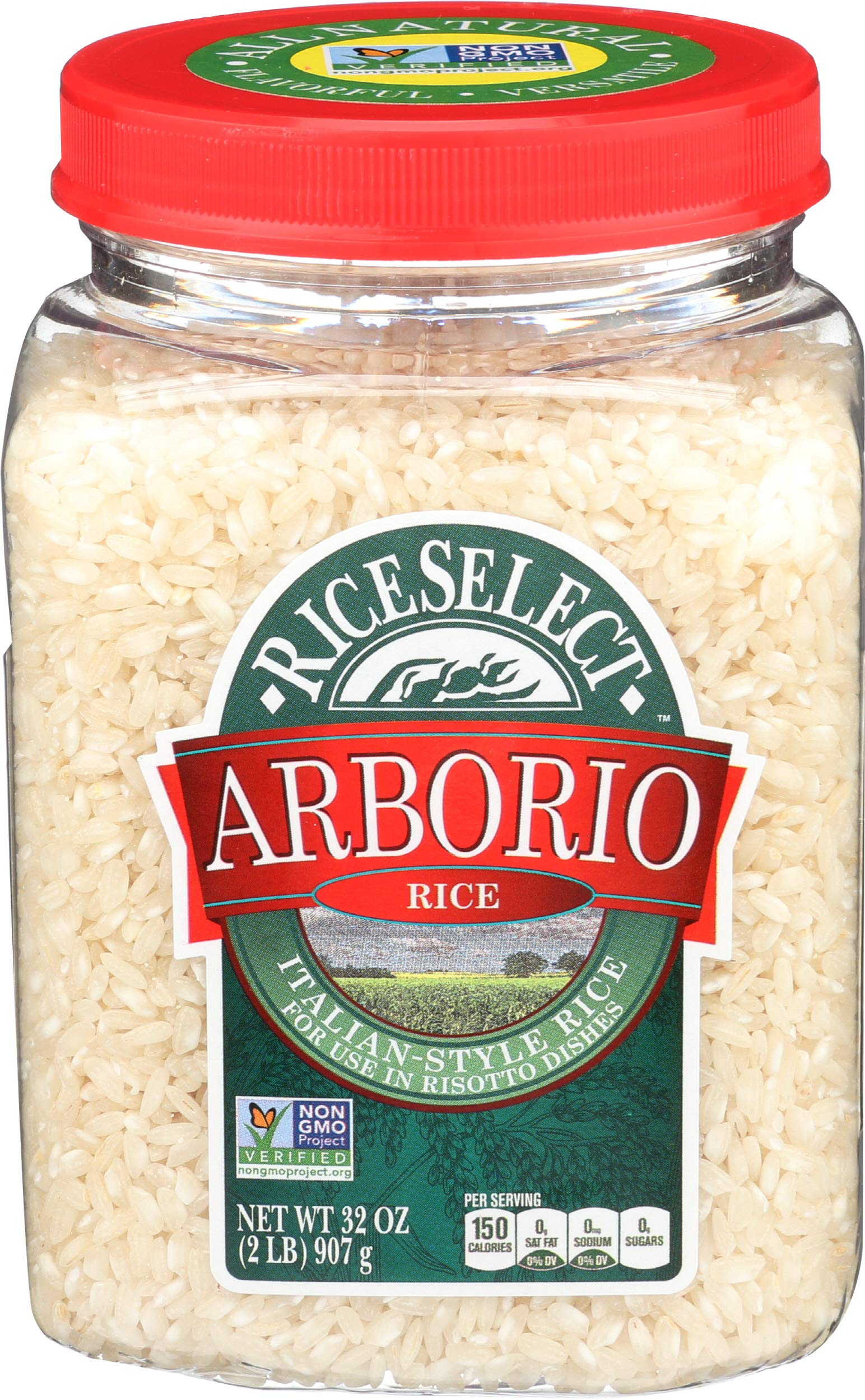 RiceSelect Arborio Rice for Italian Risotto, Premium Gluten-Free Rice, Non-GMO, 32-Ounce Jar, (Pack of 1)