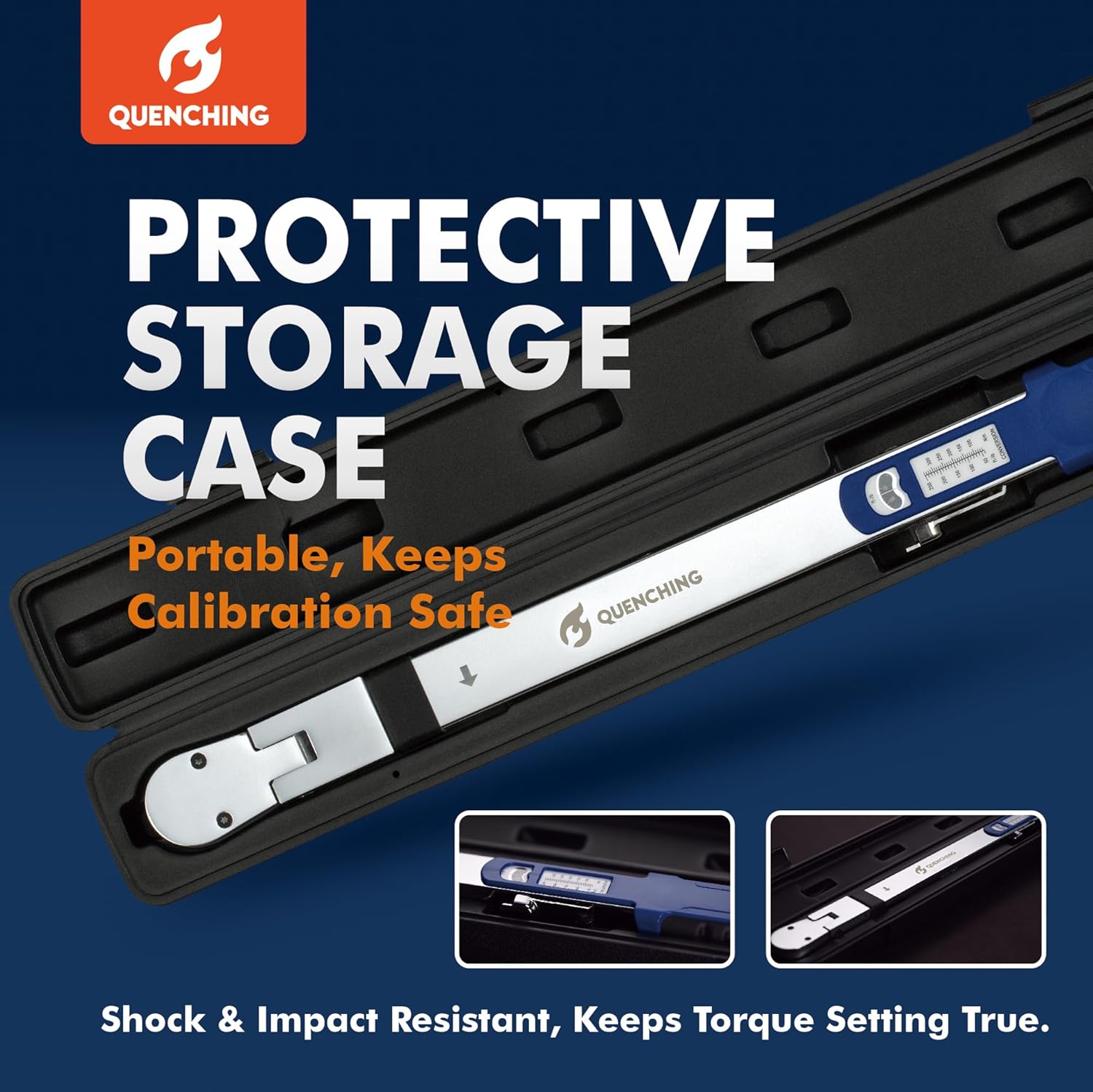 Torque Wrench 1/2 Inch Drive, Split Beam Design with ±4% Accuracy, Dual Scale ft-lb & Nm, 15° Flex Head, CR-V Steel, Pre-Calibrated, with Storage Case