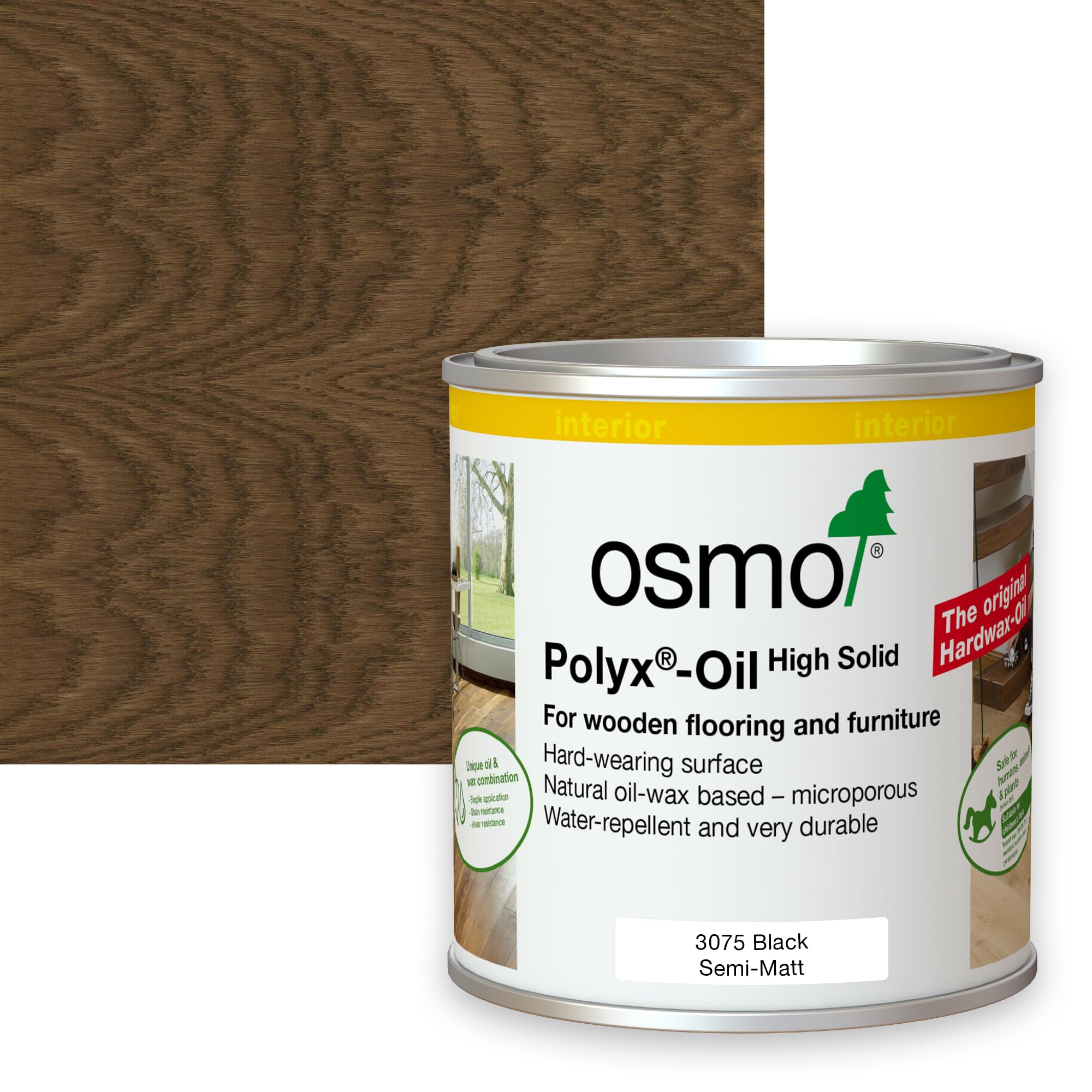 Osmo Polyx Oil Tints, Semi Matt Finish (2.5l, 3075 Black, Semi-Matt)