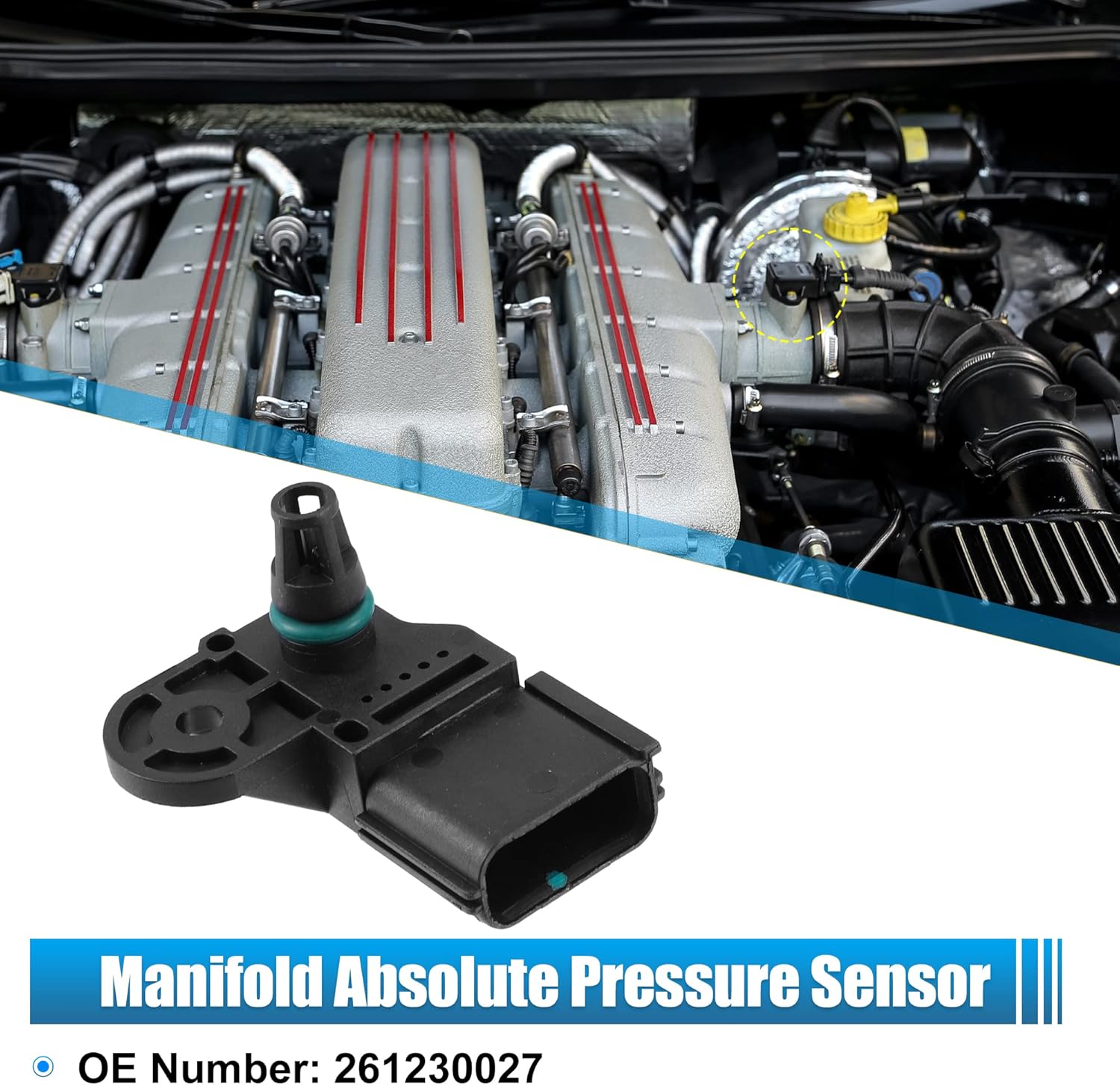 Car Map Manifold Air Pressure Sensor Replacement 261230027 Abs Black
