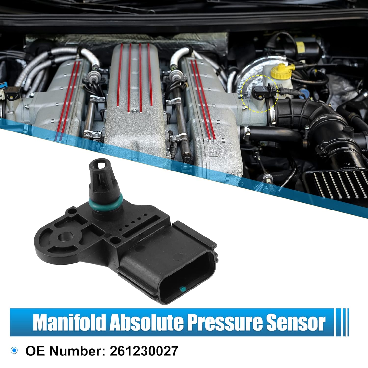 Generic Car Map Manifold Air Pressure Sensor Replacement 261230027 Abs Black