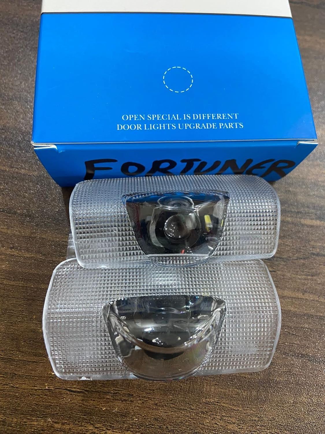 BKN Car Door LED Lighting Entry Plug and Play Ghost Shadow Light Projector/Welcome Lamp Logo Compatible with Toyota Fortuner Logo New 2 Pieces, White