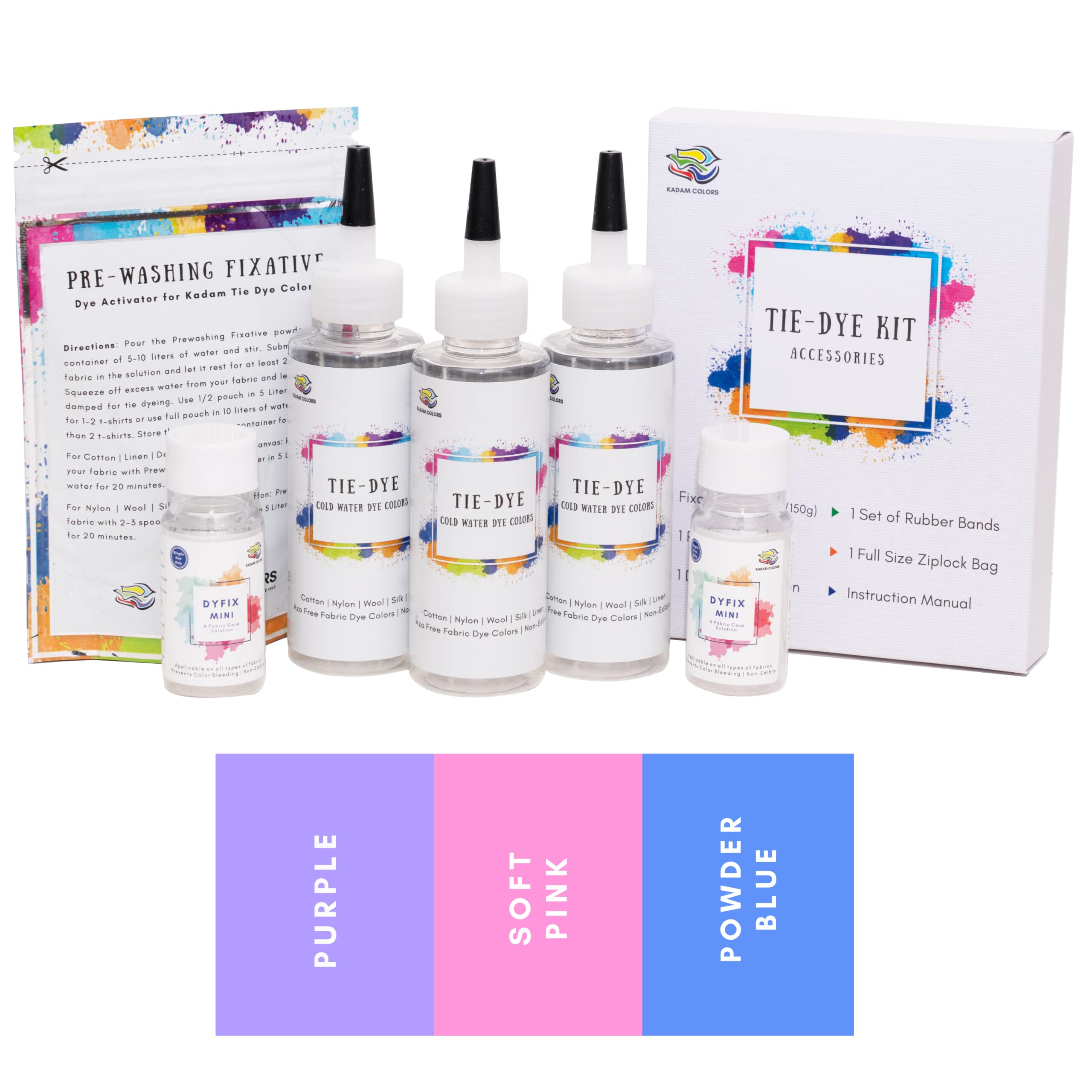 KADAM (LABEL)Skin Friendly Tie Dye Kit #12 Unicorn with Dye Activator and Colour Fixer Included, Cold Fabric Dyeing