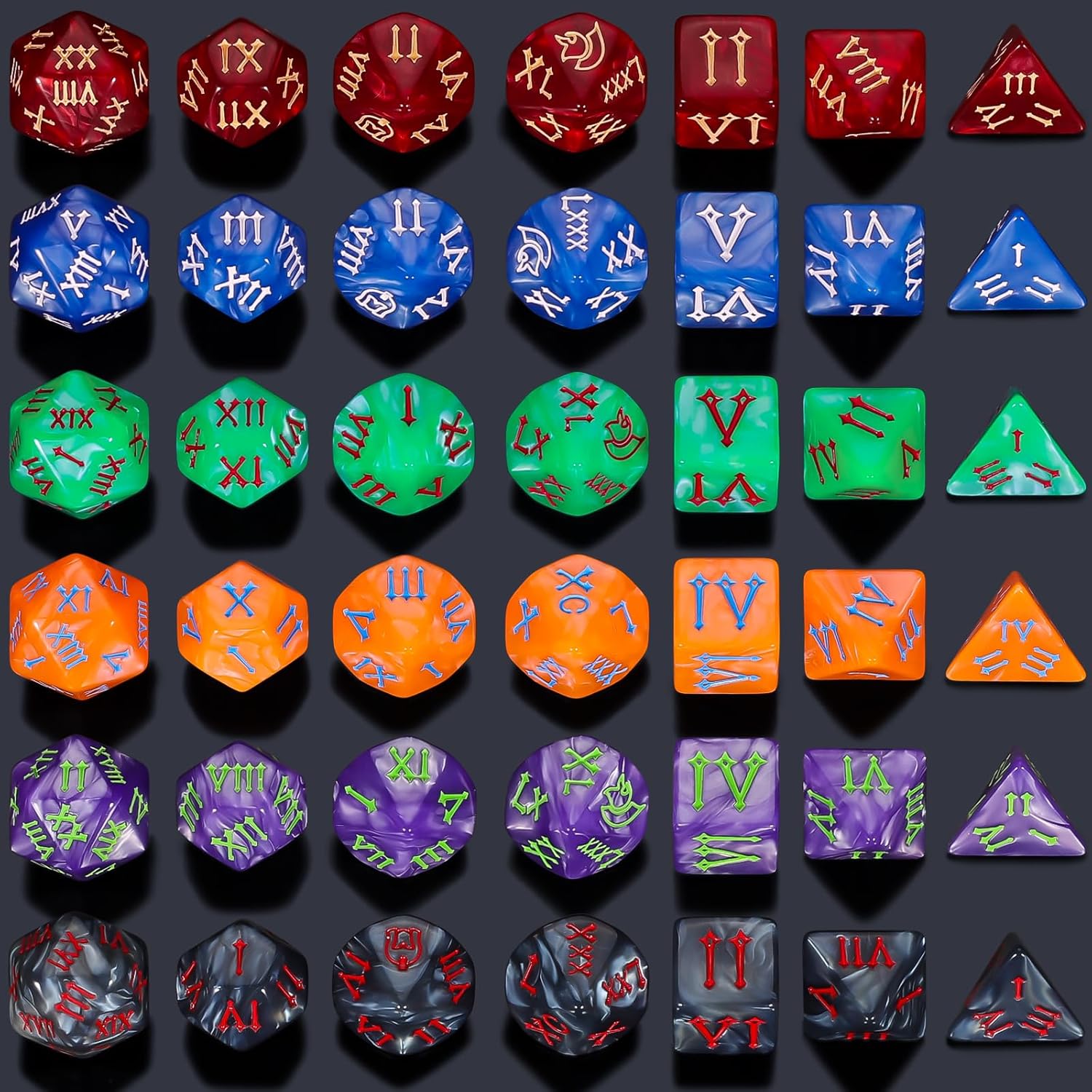 CiaraQ Polyhedral Dice Set - DND Role Playing Dice for Dungeons and Dragons RPG Table Games, Multicolor, 42pcs