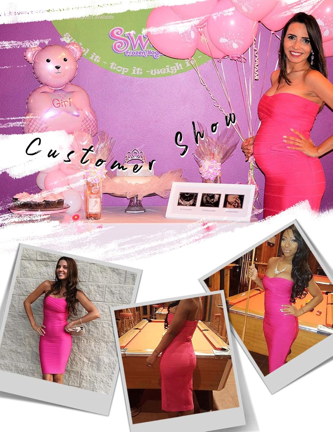 Women's Midi Cocktail Dresses Strapless Bandage Bodycon Dress Wedding Party Dress - Image 2