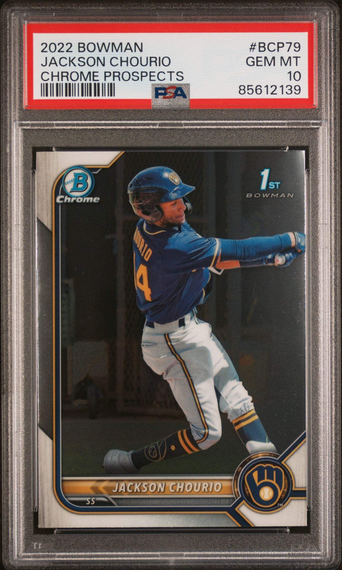 Amazon.com: Graded 2022 Topps Bowman Jackson Chourio #BCP79 Chrome 