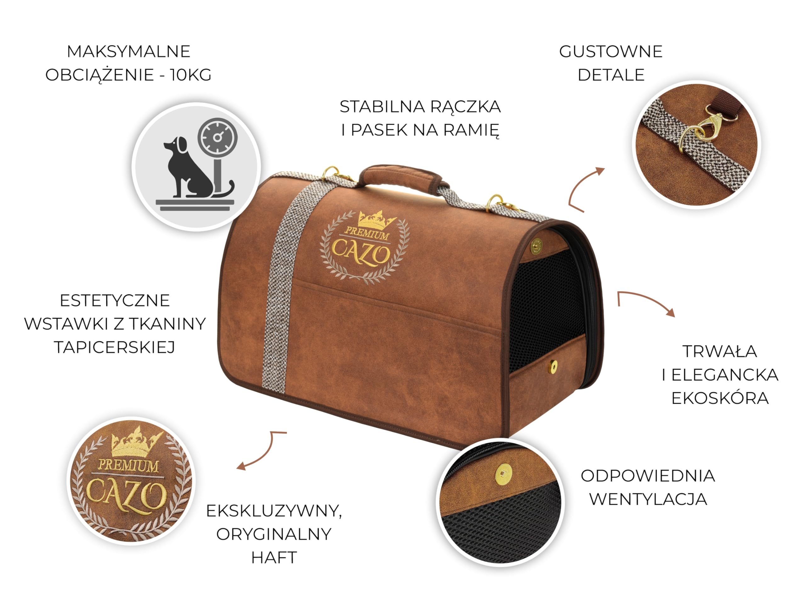Borsa per il trasporto borsa Box cane Exclusiv lusso cazo 50 x 27 x 26 cm (marrone)