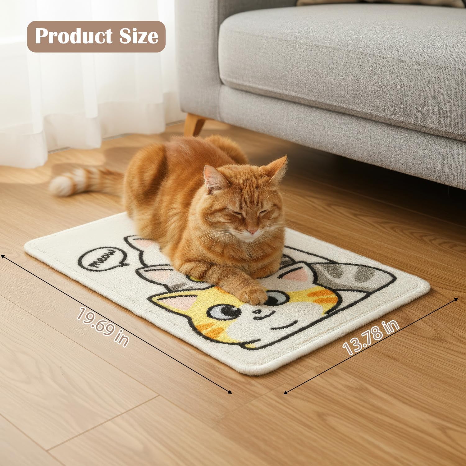 Indoor Cat Scratch Mat & Pad, 19.69x13.78 Inch High-Density Loop Pile Furniture Protector for Couch, Floor & Wall,Cat Cooling Scratching mat,Summer cat Scratching Rug