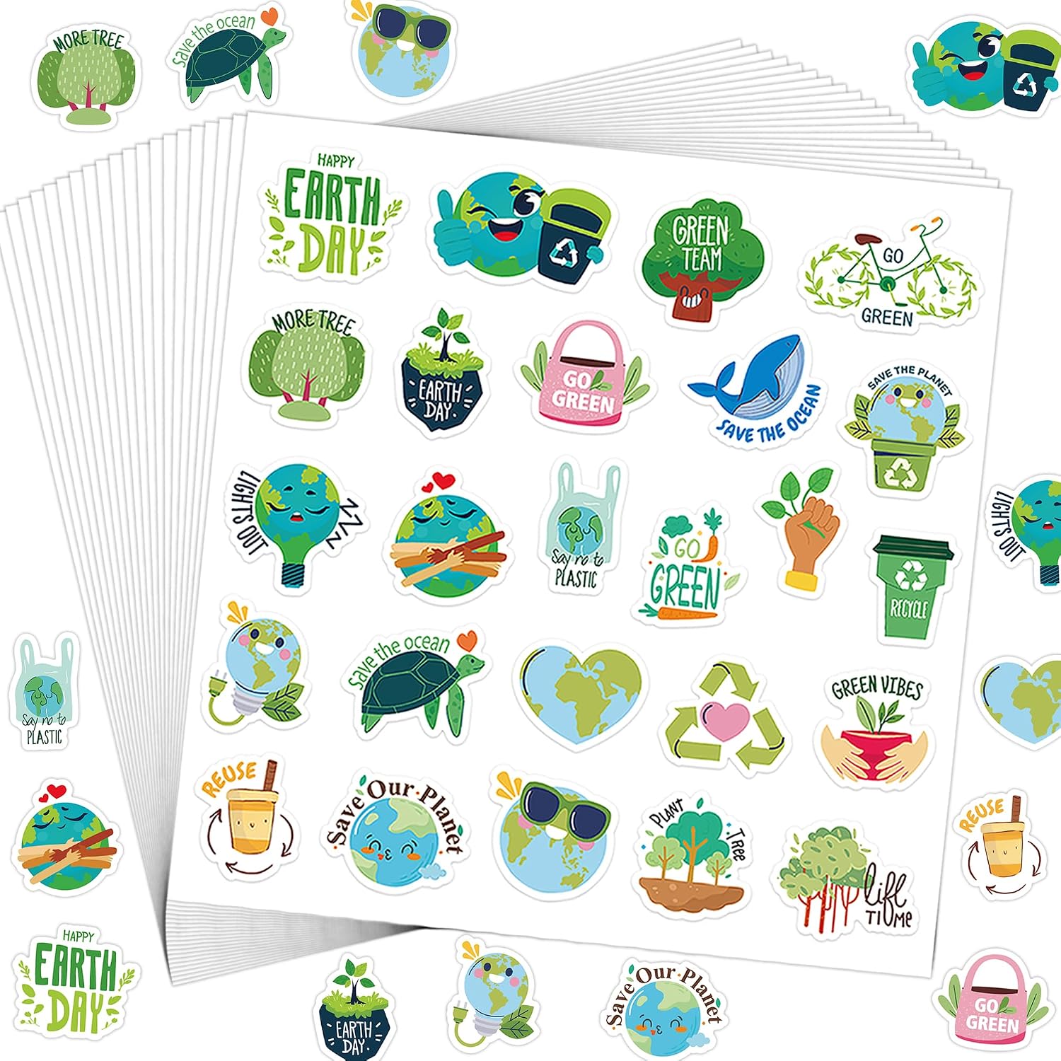 500 PCS Happy Earth Day Stickers, World Earth Day Stickers Environmental Theme Stickers for Envelopes Greeting Cards Gift Classroom DIY Craft Teacher Student Party Favor Decoration