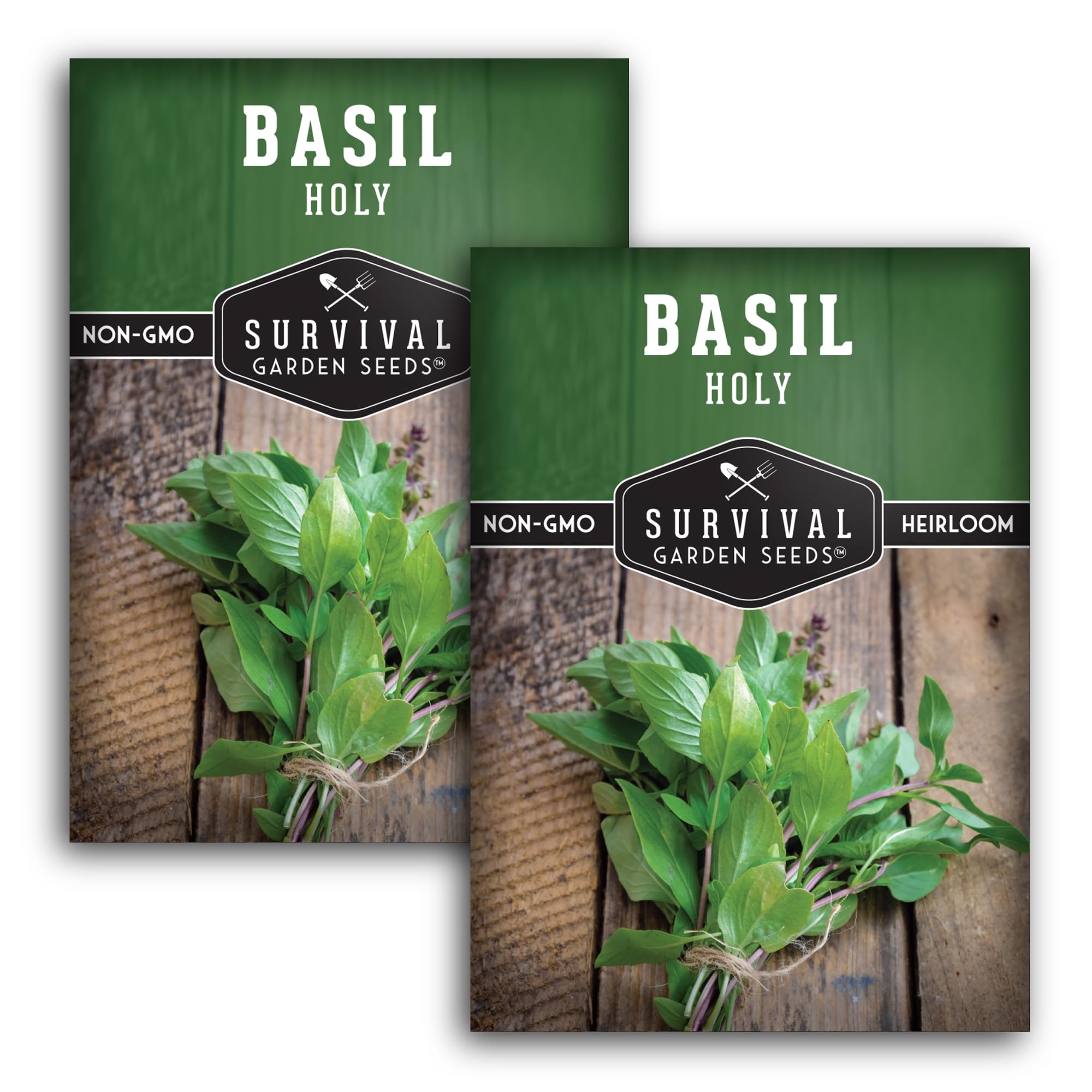 Survival Garden Seeds - Holy Basil Seed for Planting - 2 Packets with Instructions to Plant and Grow the Indian Sacred Herb Tulsi in Your Home Vegetable Garden - Non-GMO Heirloom Variety - Basil Plant