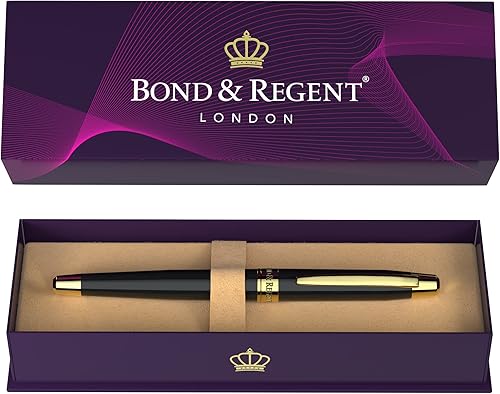 Bond Regent Rollerball - El único bolígrafo certificado de grado de lujo Acabado de lacado en oro de 24 quilates y negro brillante Bonitos