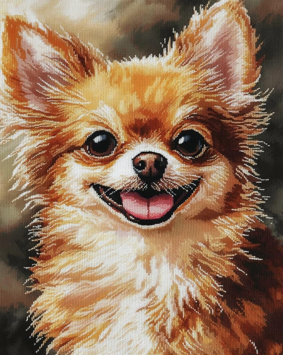 WallustrioaW Cross Stitch Kits for Adults,Chihuahua Dogs,11CT Counted Printed Cross Stitch,DIY Embroidery Kit for Home Wall Decor,16x20in