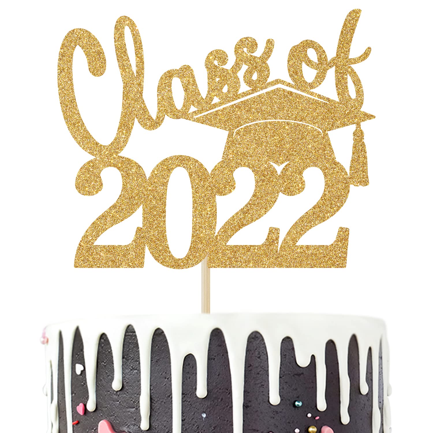 Buy Gold Glitter Class of 2022 Cake Topper, 2022 Graduation Cake Decor