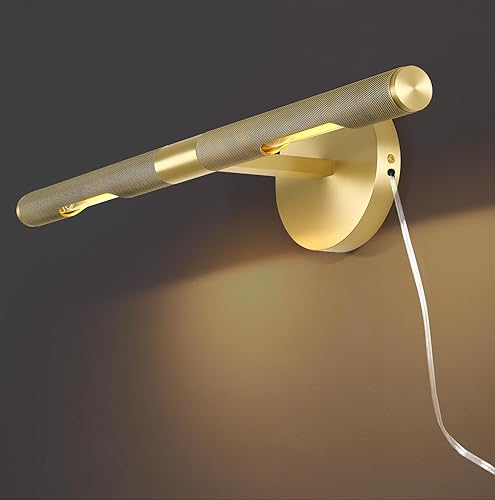 Miniatura 19 de Luz de cuadro roscada de cableado fijo, luz de cuadro de latón de 24 pulgadas para pared, luces de arte doradas regulables, aplique giratorio