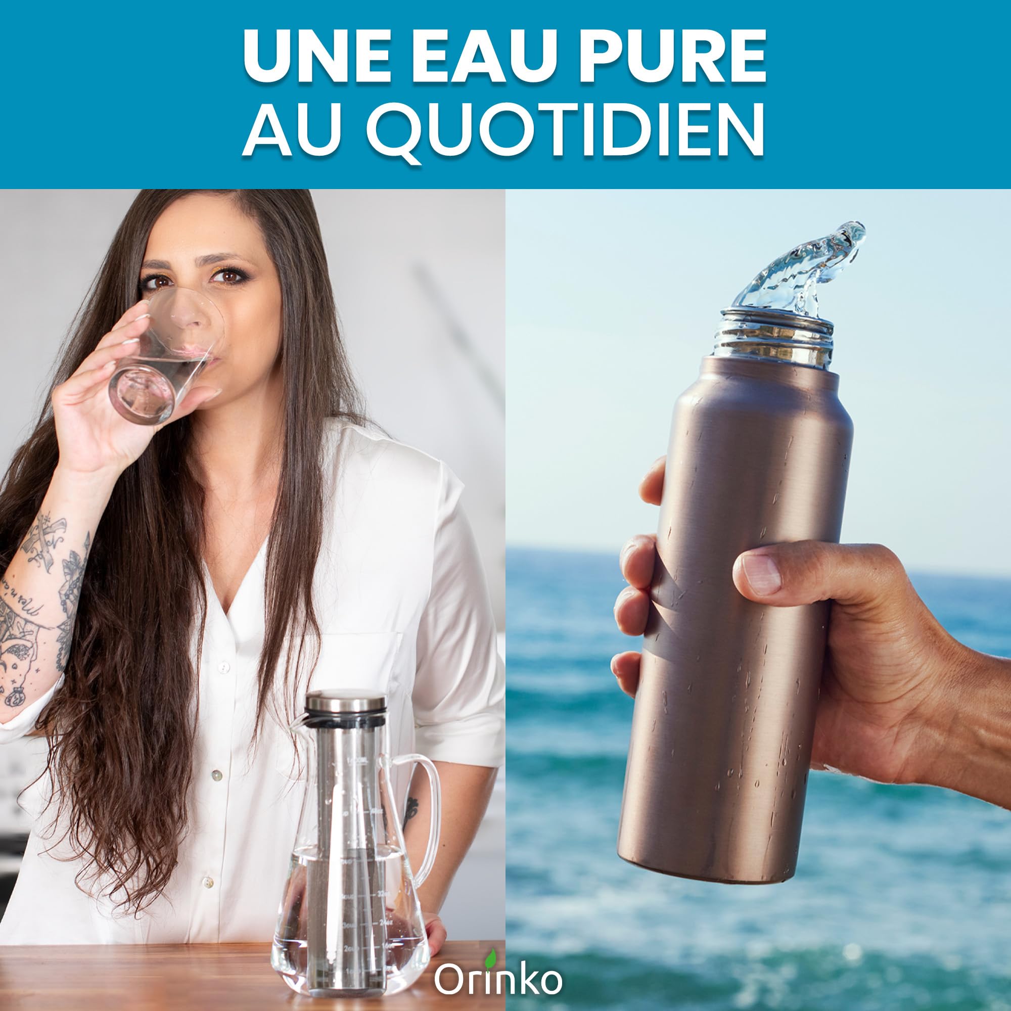 ORINKO Binchotan Bio x3 - Charbon Actif de Bambou pour Purification d'Eau en Carafe - Filtre 1,5 L par Bâton