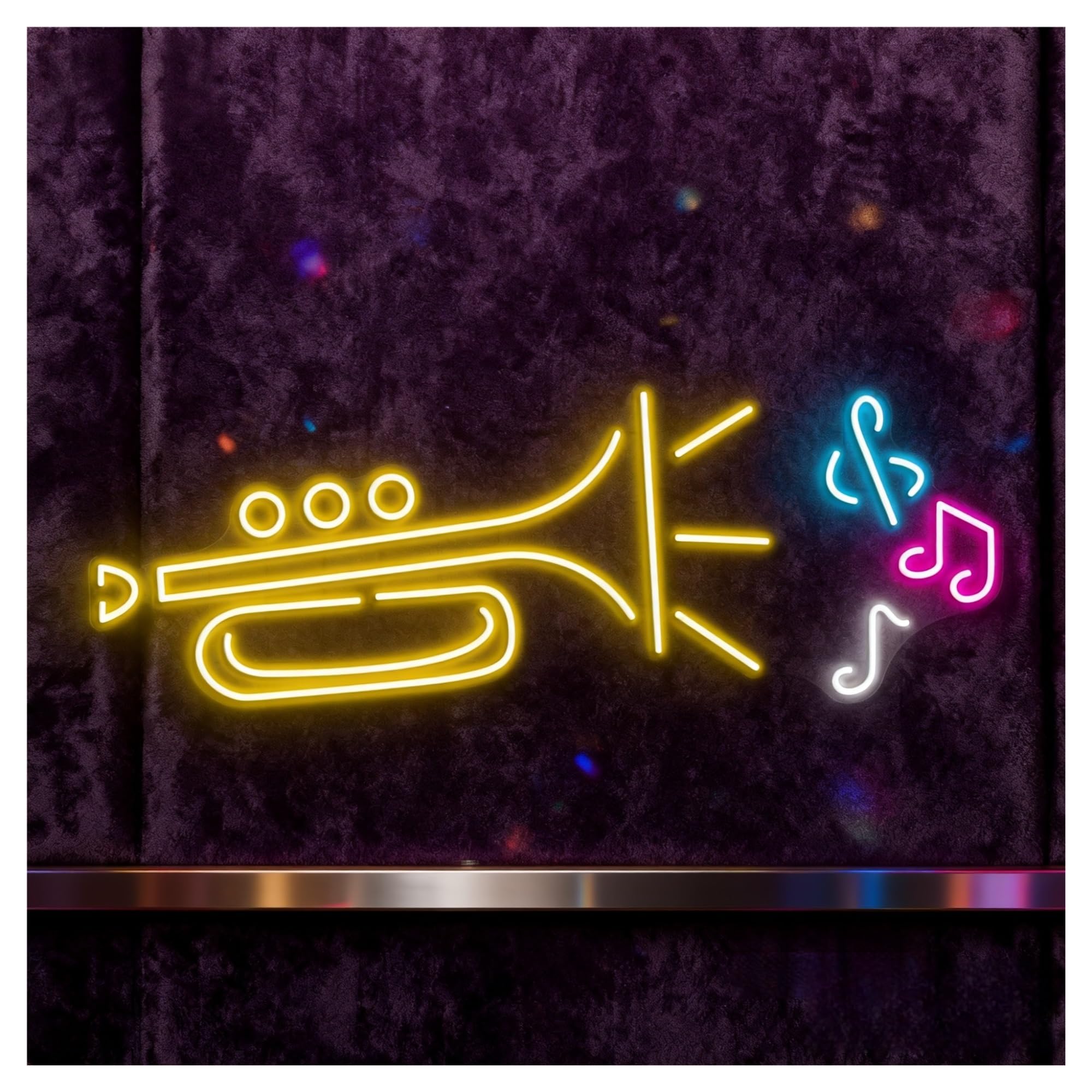 Luci al Neon Da Parete Insegna Al Neon Tromba, Adatta Per L'arredamento Di Negozi Strumenti Musicali Con Luminosità Regolabile Da 50cm