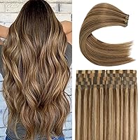 Vista 10 de Extensiones de cabello humano Remy 100% real, color negro natural, 16 pulgadas, 20 unidades de 1.06 oz, extensiones de cabello color negro natural