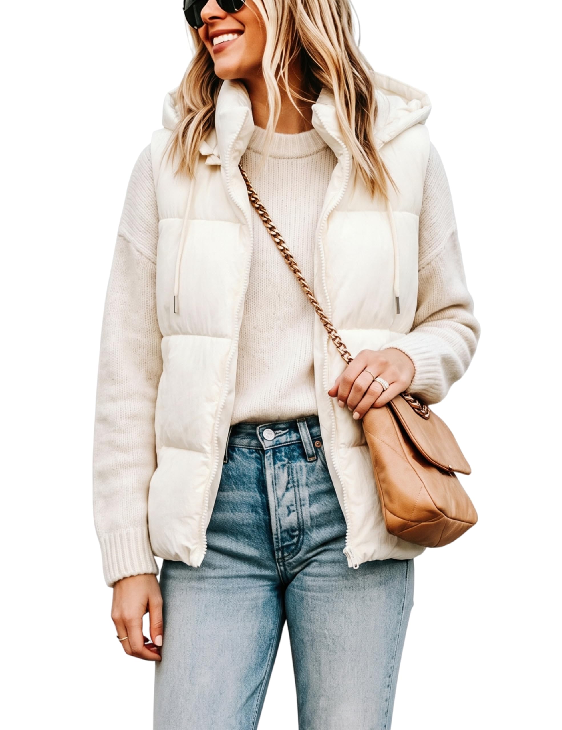 Tanming Women's Puffer Vest Winter Sleeveless Coats with Hood
