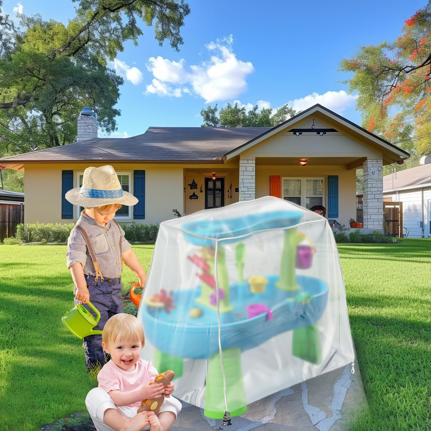 Kids Water Table Cover, Fit Step2 Rain Showers Splash Pond Water Table Waterpark Play Table Cover Outdoor Toys Cover - (Frosted)