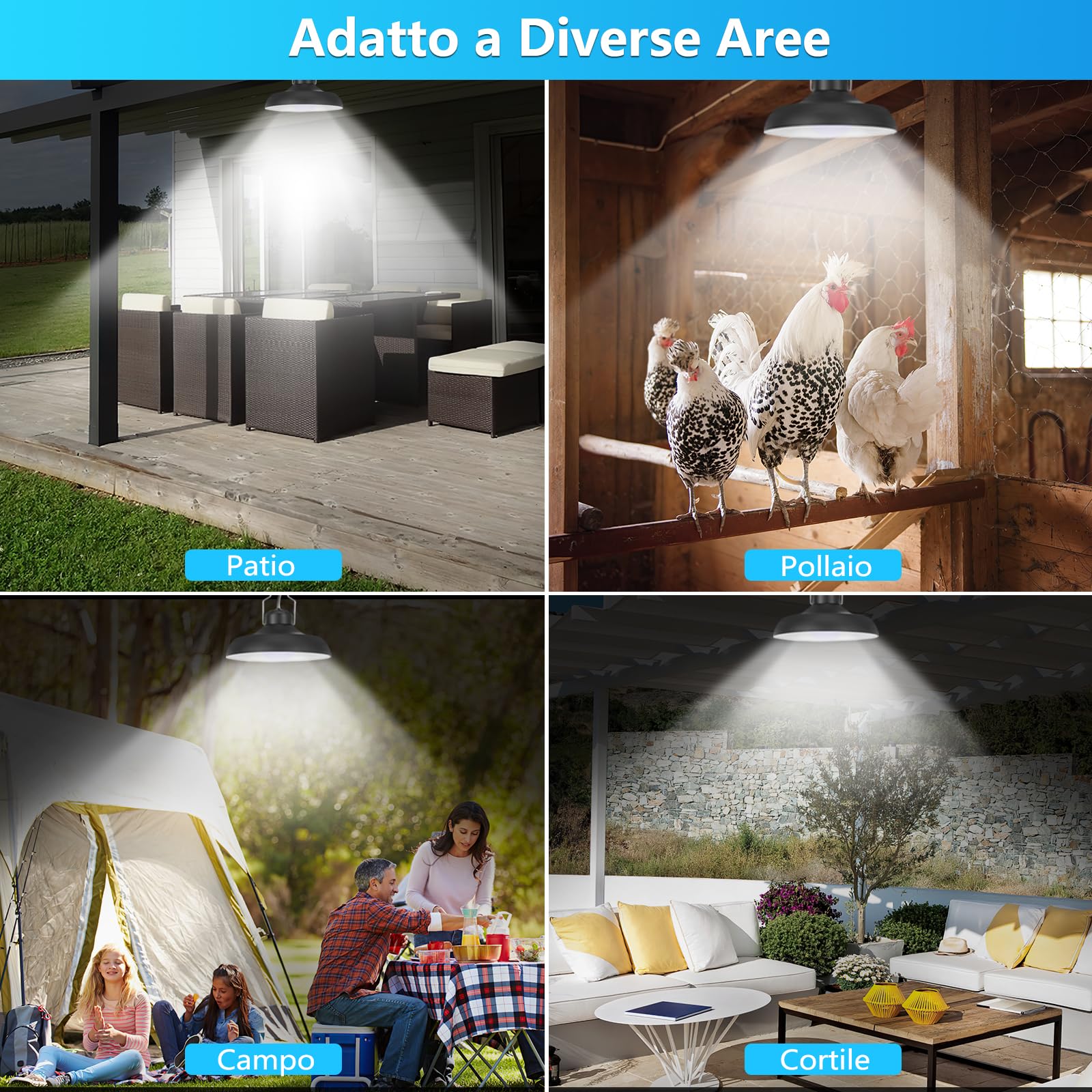Lampadario Solari, 3 Colori/4 Modi Lampada Solare da esterno, Impermeabile Lampada a Sospensione Con Telecomando/Timer/Sensore Crepuscolare/Cavo 5m Luce Solar Interno per Giardino Gazebo