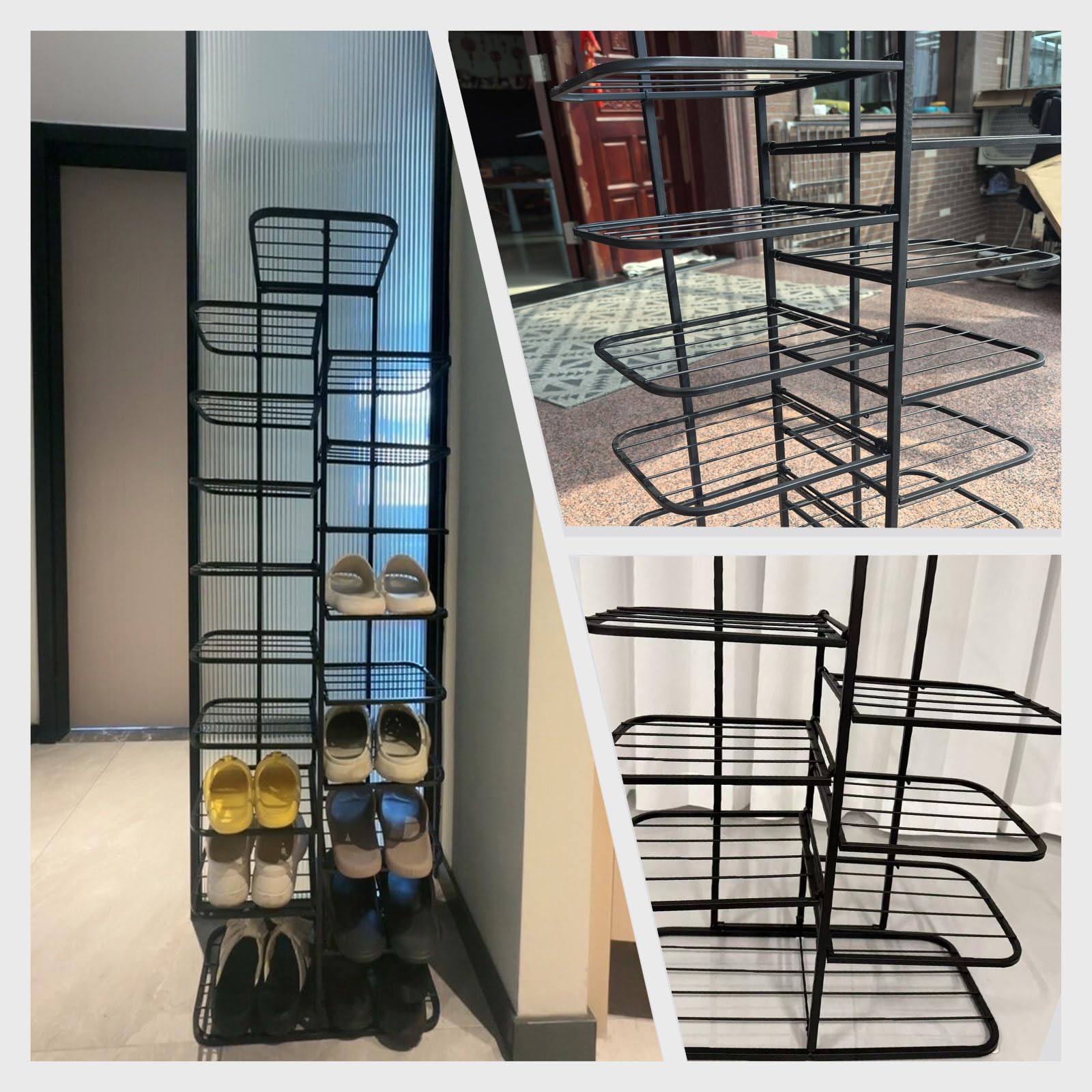 Gold Shoe Rack, 3-10 Tier Vertical Storage Tower, Ripiano a Doppia Fila in Metallo Stretto con Livelli Regolabili per l'armadio Entryway, organizzatore Sottile per Gli Stivali da Tacchi Sneakers