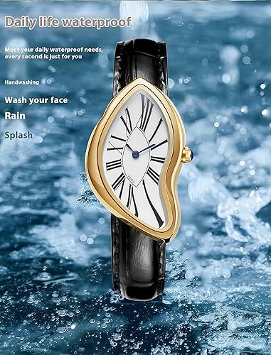 Miniatura 7 de Gosasa Creative Melting Luxury Men's Watch Stylish Analog Quartz Wristwatch with Genuine Leather Strap, Roman Numeral Dial, Waterproof, Business