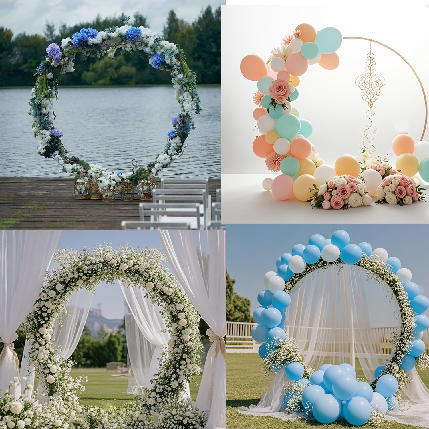 Metall-Ballonständer-Kit für Hochzeitsbögen, 2,4 m, runder Ballonbogen mit breiter Basis für DIY-Blumendekorationen und Ballongirlanden, perfekt für Hochzeitsveranstaltungen und Partys