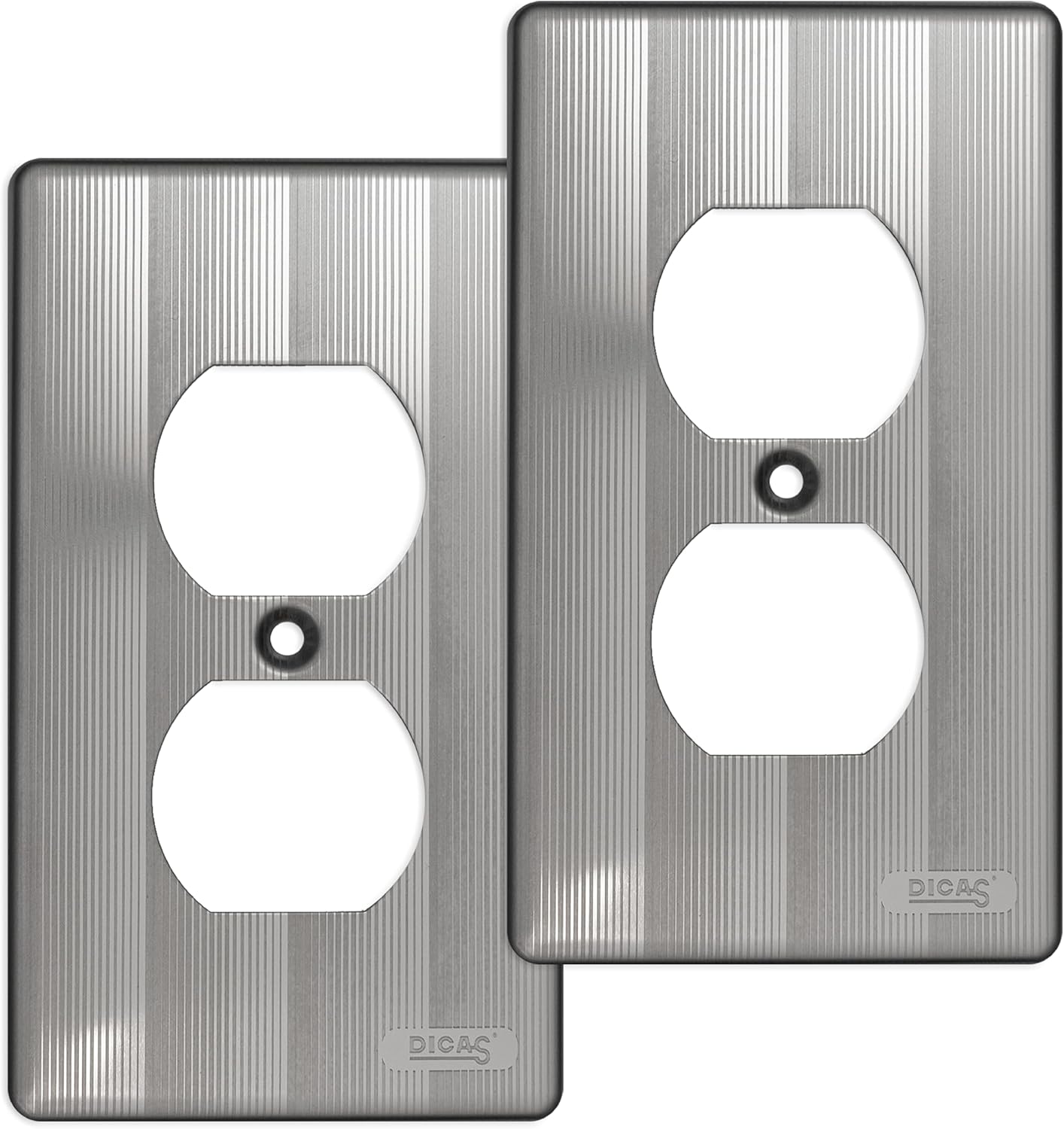 4-Pack #304 Stainless Steel Switch Wall Plates Cover, Duplex Receptacle Metal Electrical Outlet Cover, Home Decor, Standard Size 1 Gang 4.76" x 2.8", Wave Style