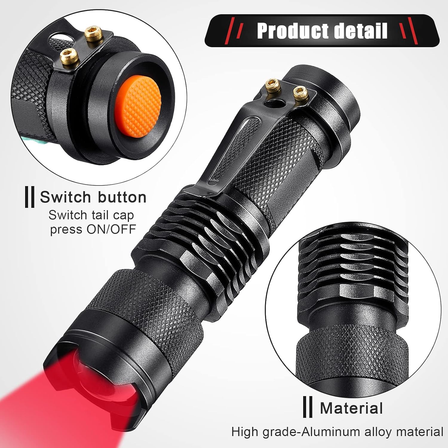Yahenda 20 Pcs Red Flashlights Bulk Single Mode Red LED Flashlight AA Battery Powered Dimmable Mini Torch Light Small Powerful Red Light Flashlight for Night Astronomy Stargazing Hunting, Animal Safe