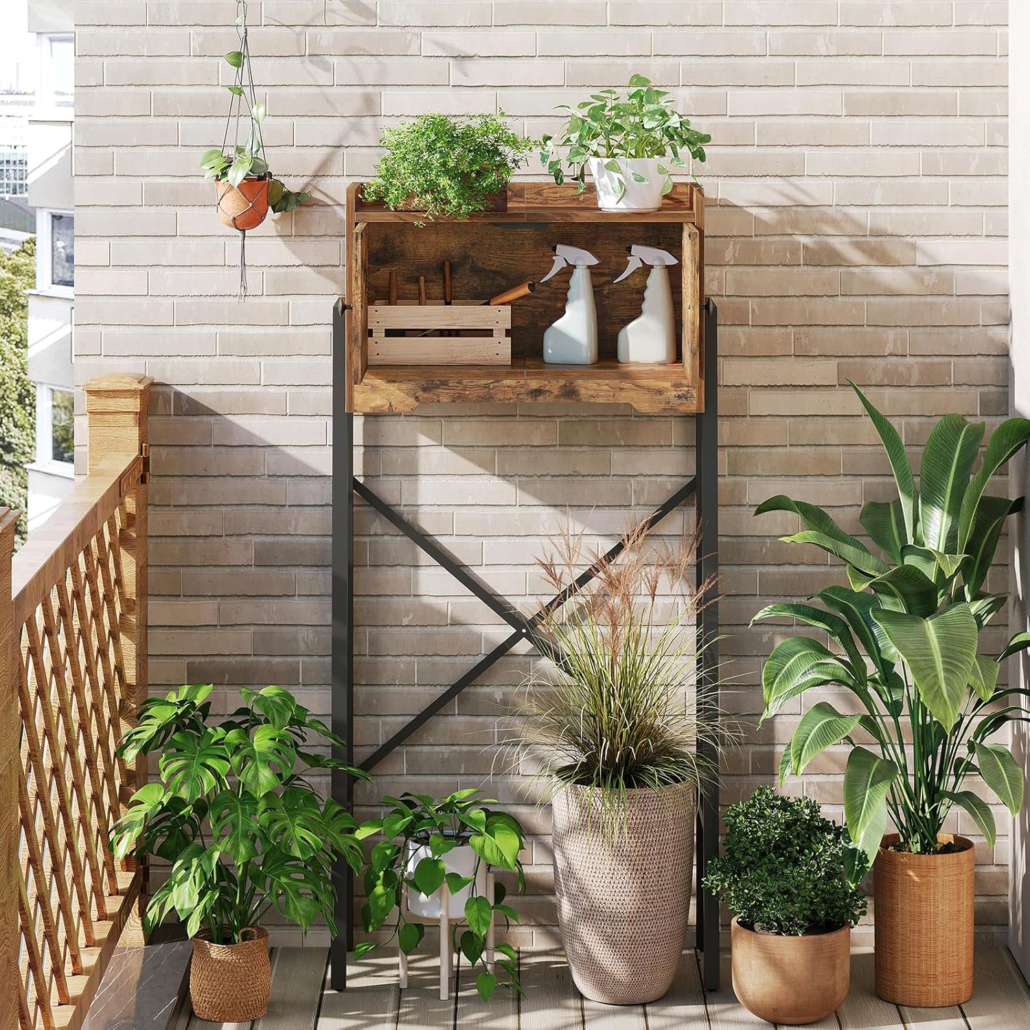 Medicine Cabinet Mirror, Freestanding Bathroom Organizer Shelf, Over The Toilet Storage Rack with X-Shaped Back Support, for Bathroom, Laundry, Hallway