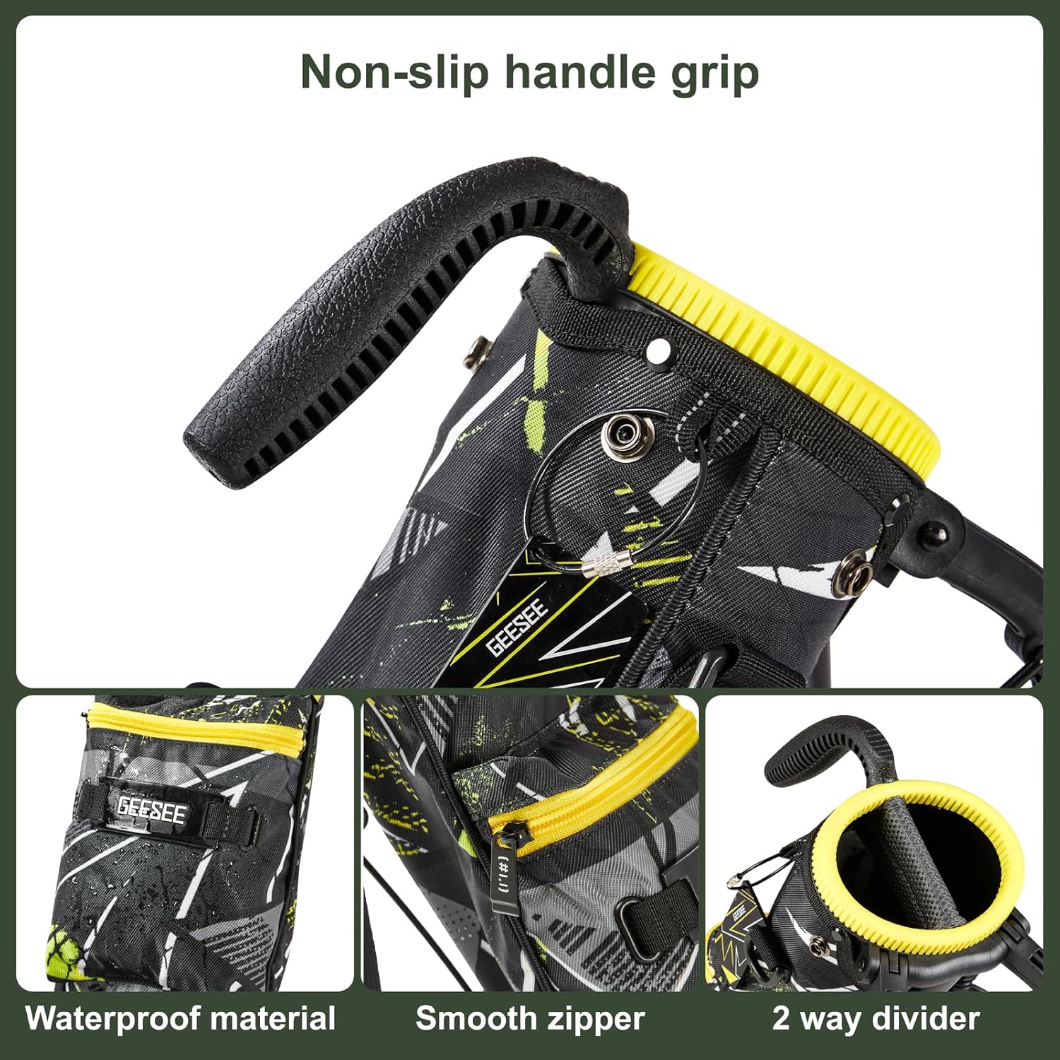 Lightweight Golf Stand Bag with 2-Way Dividers, Junior Easy-to-Carry Par 3 Golf Bag, Pitch n Putt Golf Bag with Multiple Pockets for Accessories