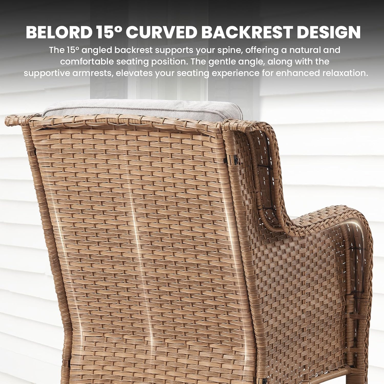 Belord Patio Chairs Set of 2-300 LBS Weight Capacity Outdoor Wicker Chairs with High Backrest Removable Cushion, All Weather Outdoor Seating Rattan Dining Chairs for Porch Balcony Backyard Yellow