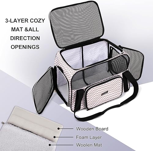 Vista 5 de BAGLHER Transportador de viaje para mascotas, transportador de perros para gatos pequeños y medianos, perros, cachorros, aprobado por aerolíneas, Blw