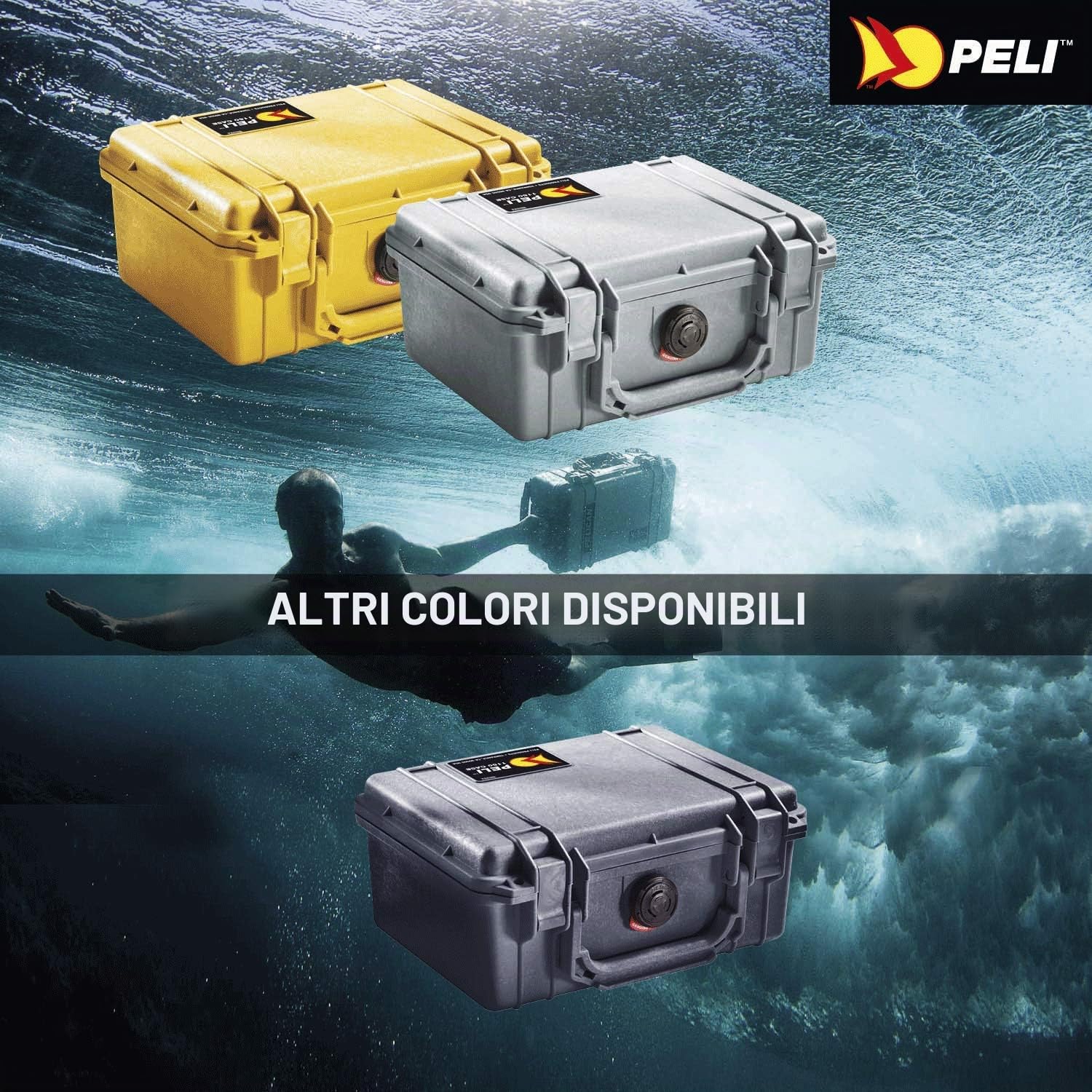 PELI 1150 Valigia protettiva antiurto per apparecchiature fotografiche e video, IP67 Impermeabile, Capacità di 3L, Prodotto in USA, Con inserto in schiuma personalizzabile, Colore Giallo
