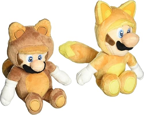 Miniatura 1 de Little Buddy Juego de 2 muñecos de peluche Super Mario - Kitsune Fox Luigi y Mapache Tanooki Mario