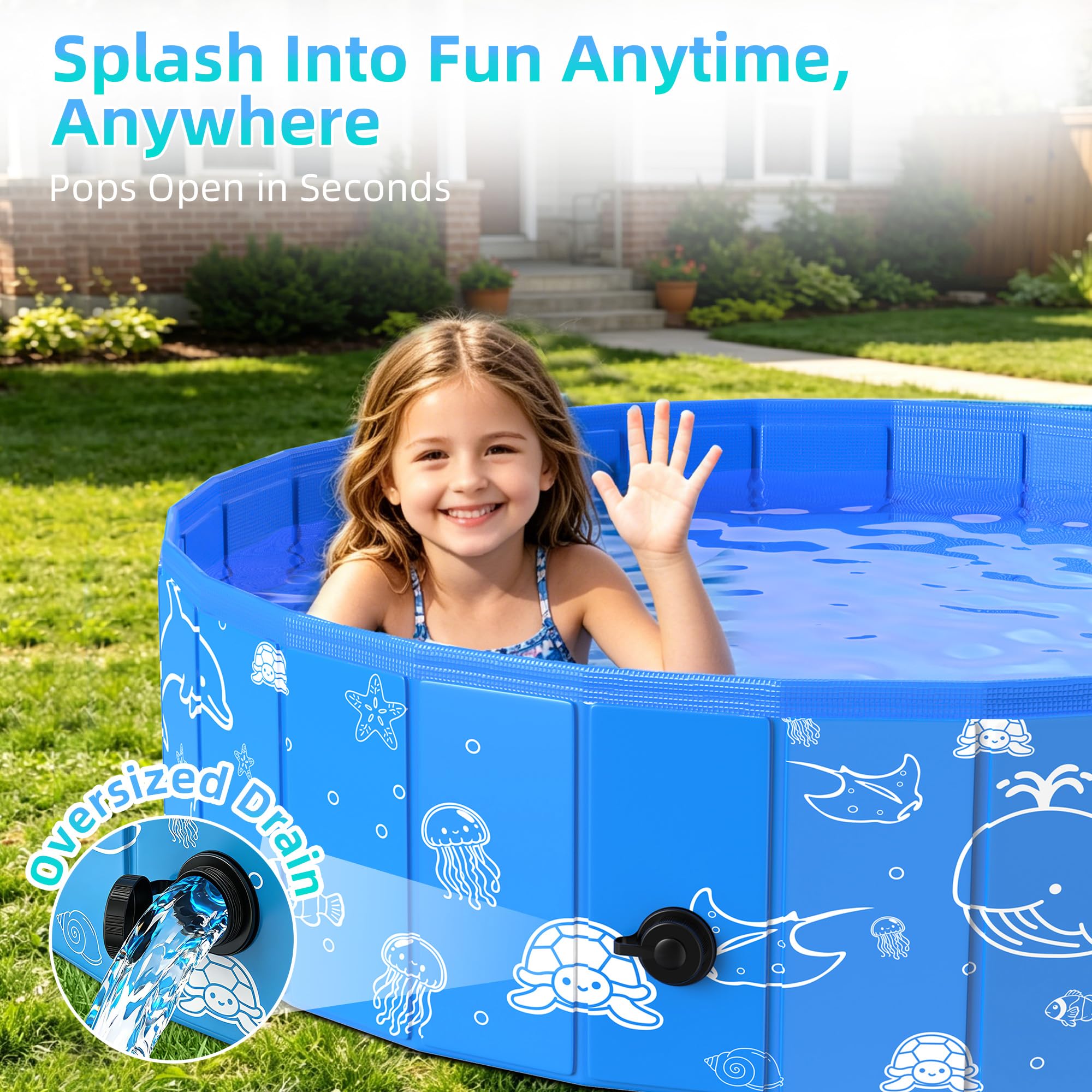 Kiddie Pool mit Baldachin, 121,9 cm faltbarer Kinder-Babypool für