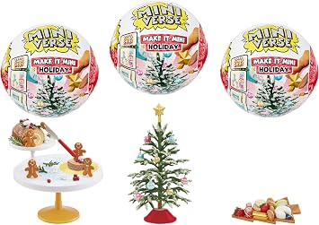 MGAs Miniverse Make It Mini Holiday 3 Pack Series Mini Collectibles - Seasonal, Blind Packaging, DIY, Resin Play, Replica Food, NOT Edible, Collectors, 8+