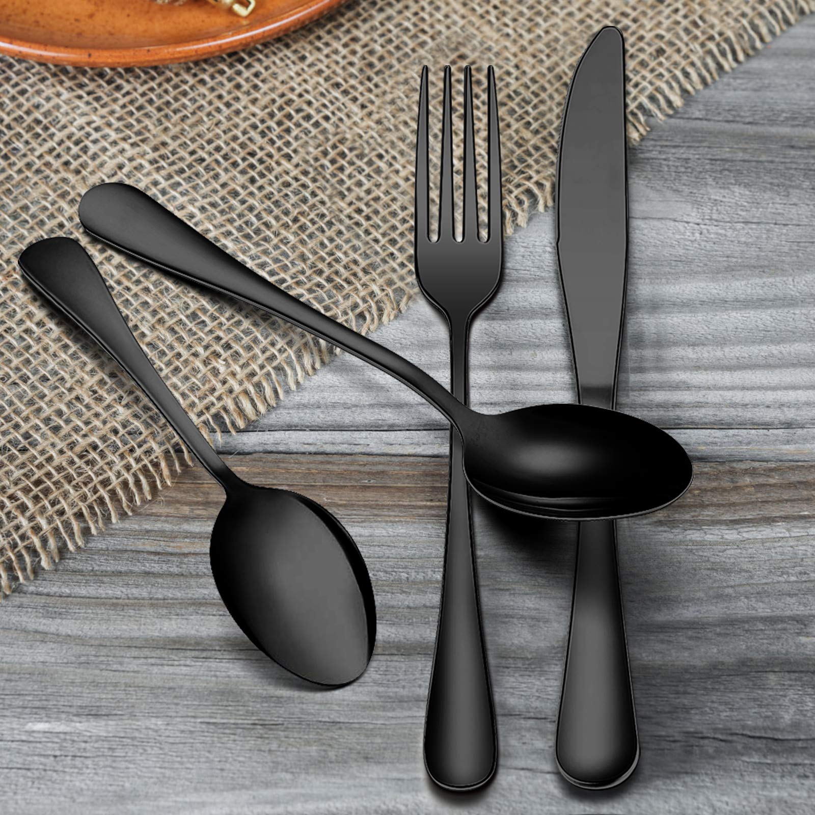 Besteck-Set aus Edelstahl, Besteck-Set für 4 Personen, inklusive Messer/Gabel/Löffel, hochglanzpoliert, spülmaschinenfest