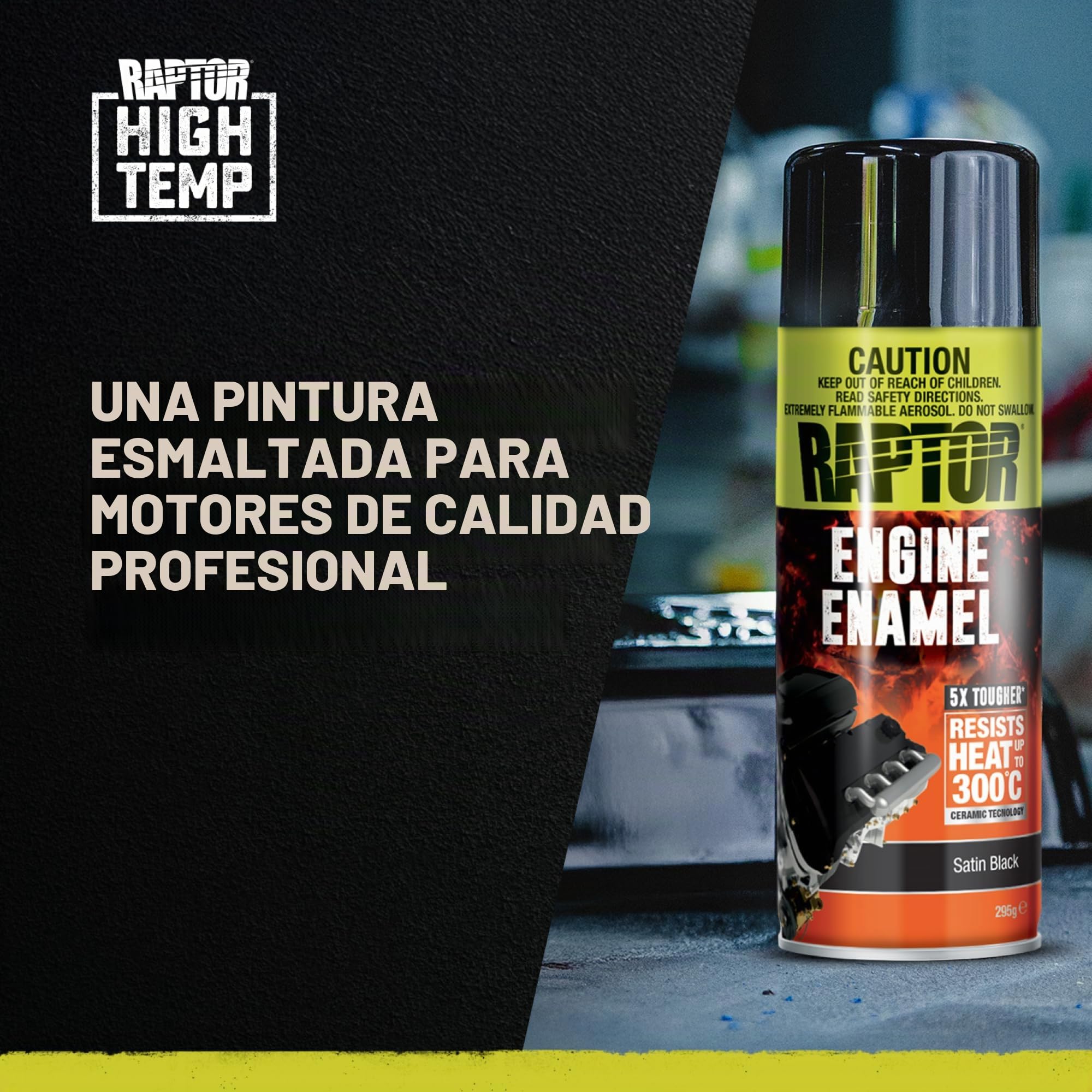 U-POL Raptor Engine Enamel | Pintura 1K Spray Para Motor | Resistente al Calor Hasta 300 °C | Protección Contra el Calor, Aceite y Líquidos en Compartimento del Vehículo