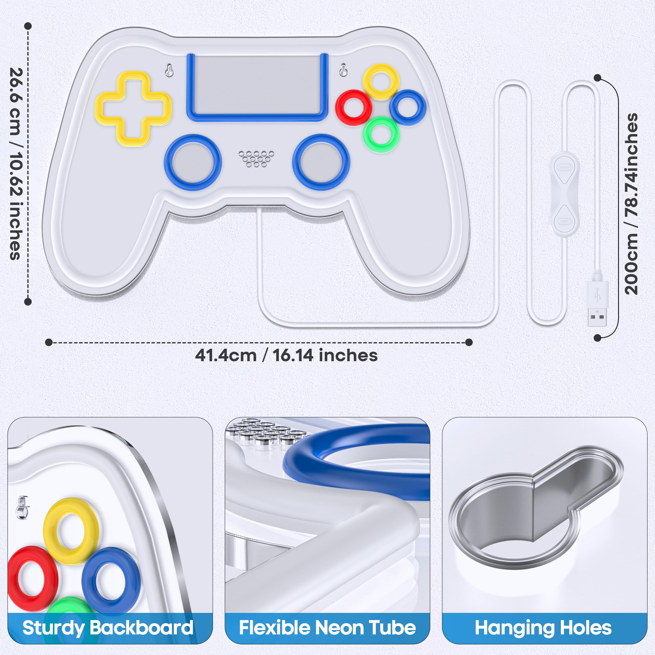Neon Gaming Personalizado Gamepad con Forma de Mando, 10 Luces Led Gamer para Habitacion Personalizables, Letrero Neon Personalizado, Accesorios Decoracion Gaming