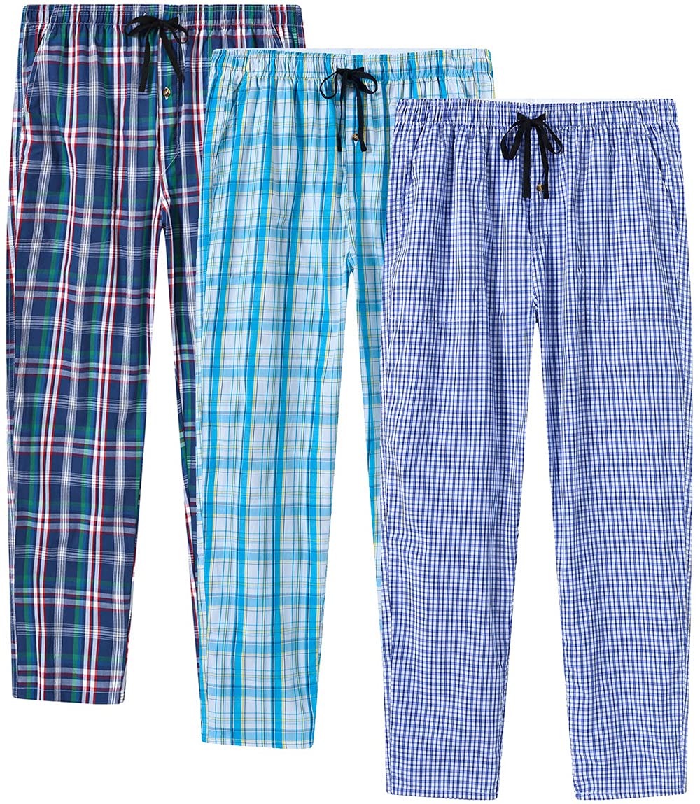MoFiz Men's Pajama Bottom Pants Sleepwear 3-Pack