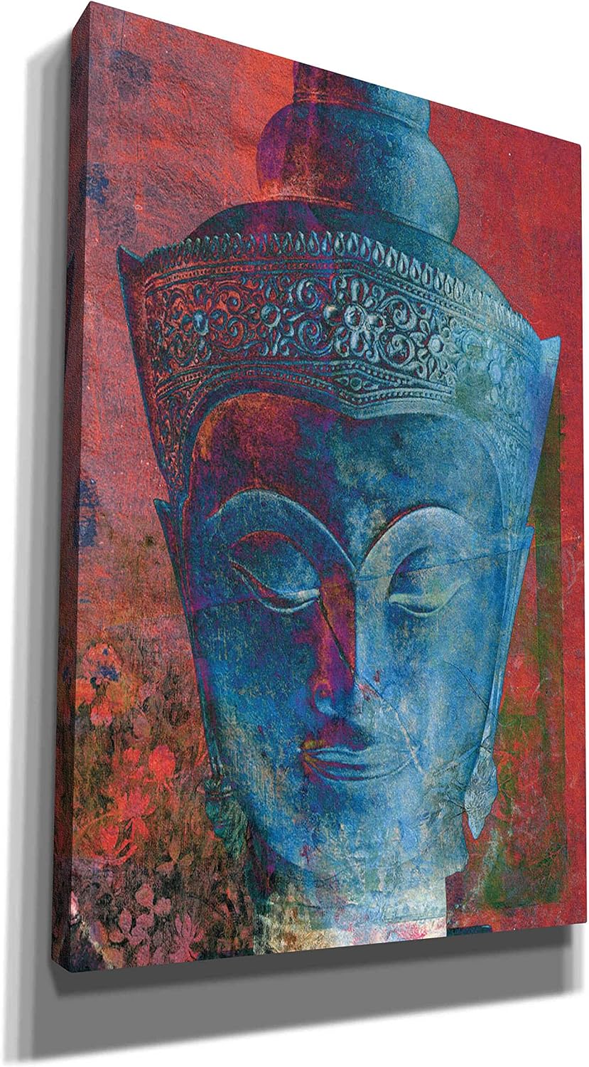 Epic Graffiti 'Blue Buddha Head' by Elena Ray Canvas Wall Art, 12"x18"