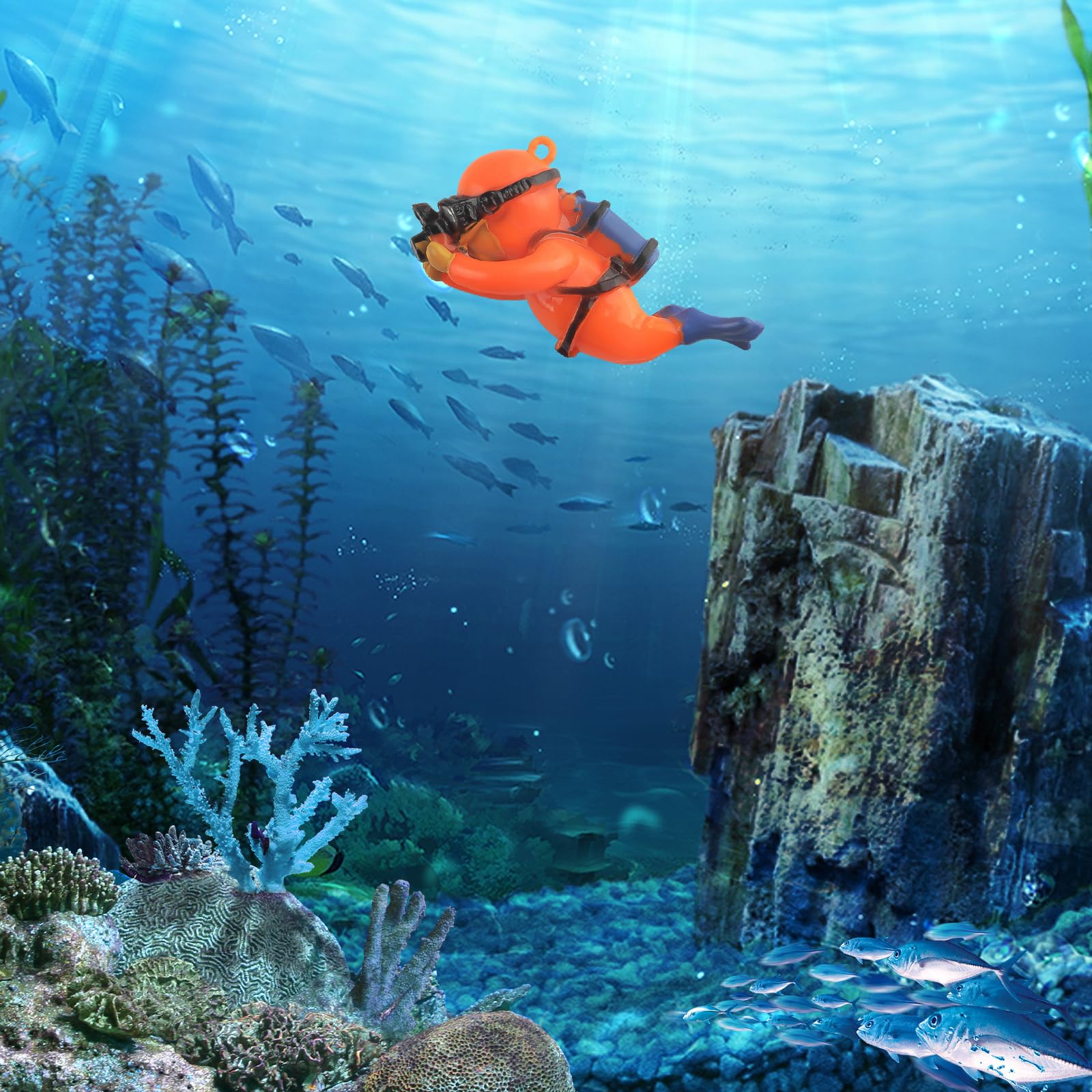 onesimcr Floating Fish Tank Decorations, Aquarium Decorations, Lovely Diver Fish Tank Decorations, Floating Device Fish Tank Accessories,Suitable for All Kinds of Fish Tanks(Orange)… : Pet Supplies