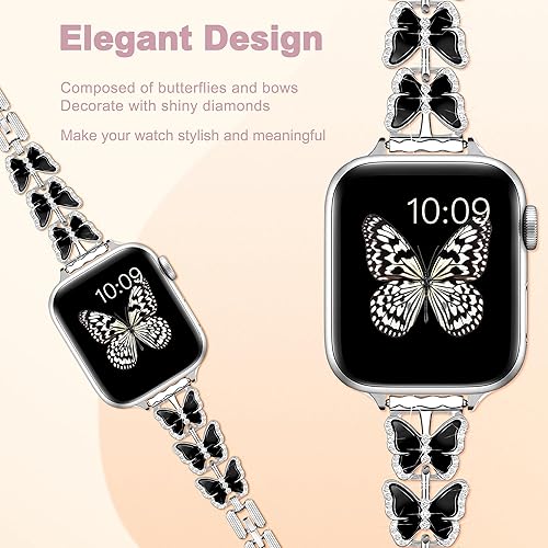 Miniatura 3 de wipalor Correa de mariposa para Apple Watch de 1.772 pulgadas, 1.732 pulgadas, 1.654 pulgadas, 1.732 pulgadas, 1.732 pulgadas, para mujer, correa