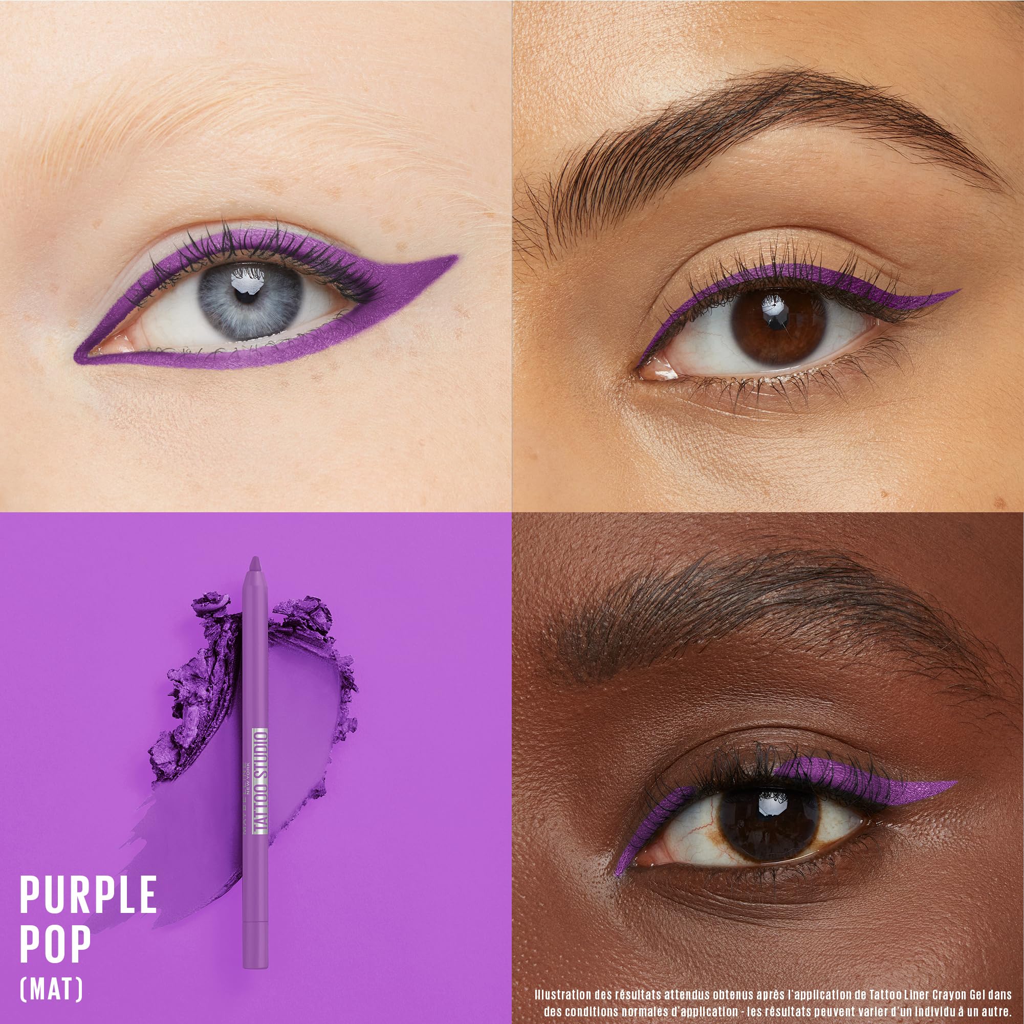 Maybelline New York - Żelowy Ołówek do oczu Efekt tatuażu - Wodoodporny i utrzymujący się na 36 godzin - Tatuaż Liner - Odcień : Fioletowy Pop